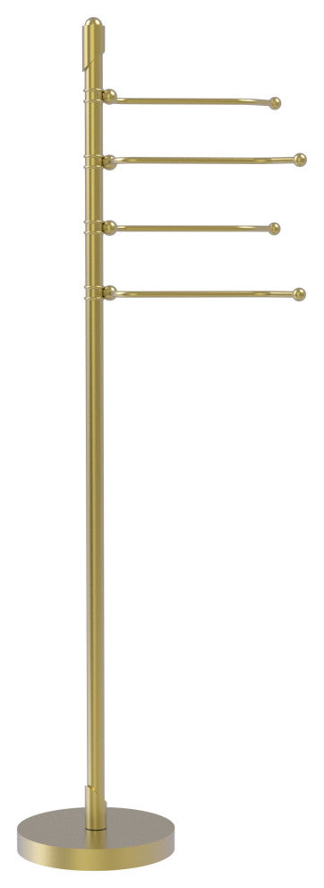 Soho Free Standing 4 Pivoting Swing Arm Towel Stand, Satin Brass