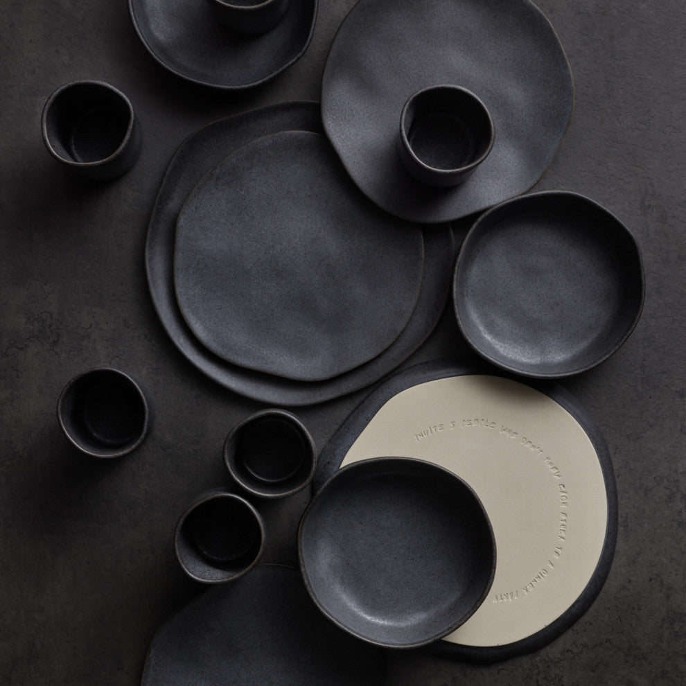 Stone by Mercer Project Hekonda Debossed Stoneware 16 Piece Dinnerware Set, Gray