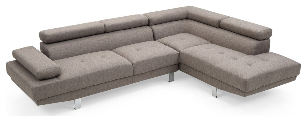 Riveredge 109" W 2 Piece Polyester Twill L Shape Sectional Sofa, Gray