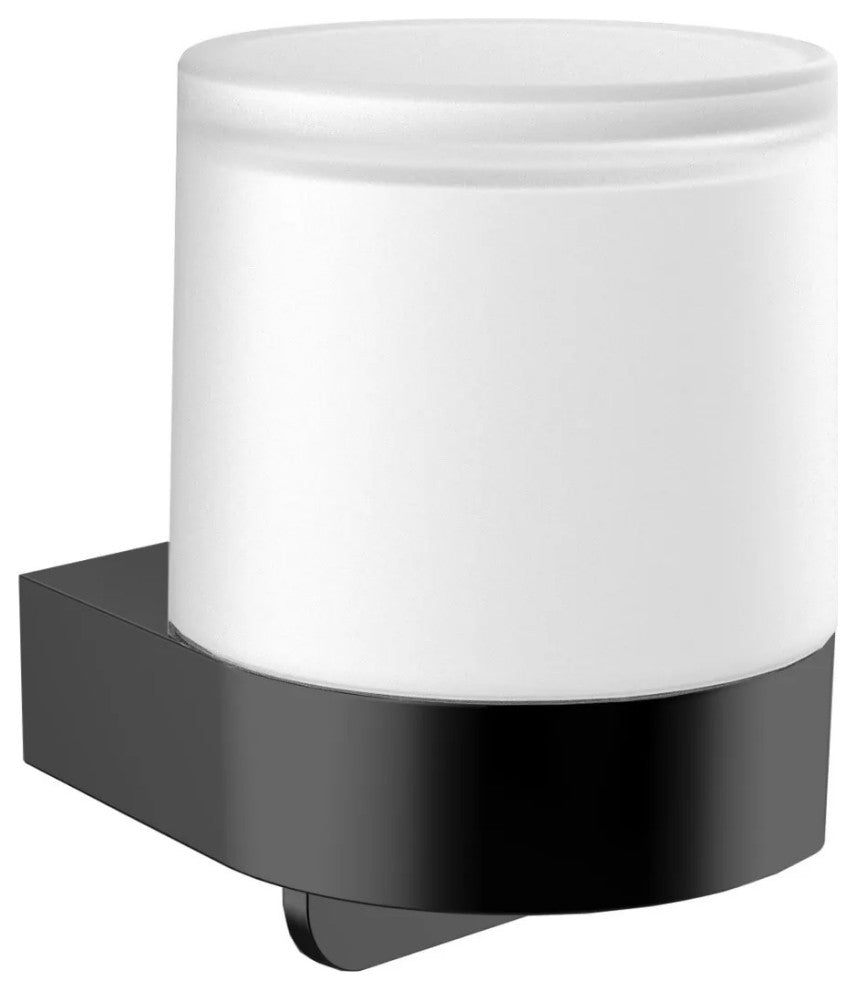Nicole Round Wall Frosted Glass Soap Dispenser, Matte Black