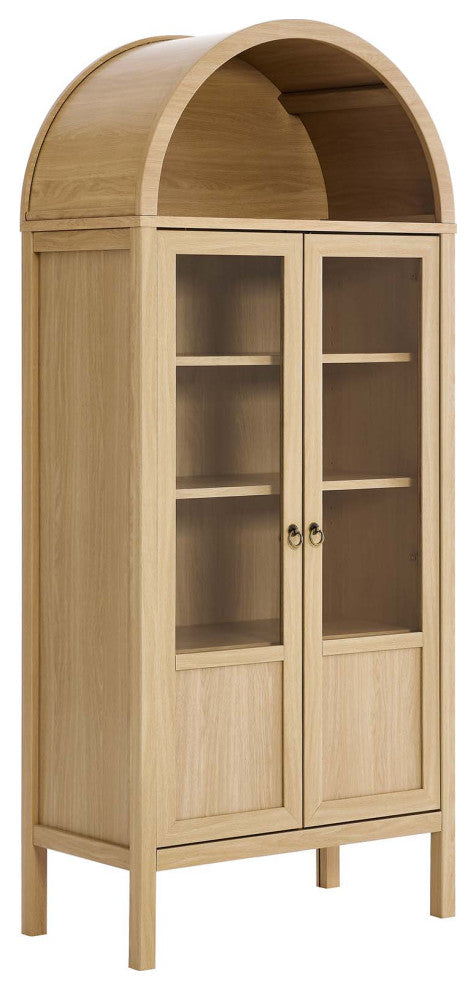 Tessa Tall Storage Display Cabinet - Oak
