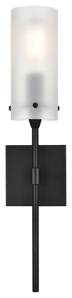 Effimero 1-Light Wall Vanity Corridor Sconce, Black With Frosted Glass