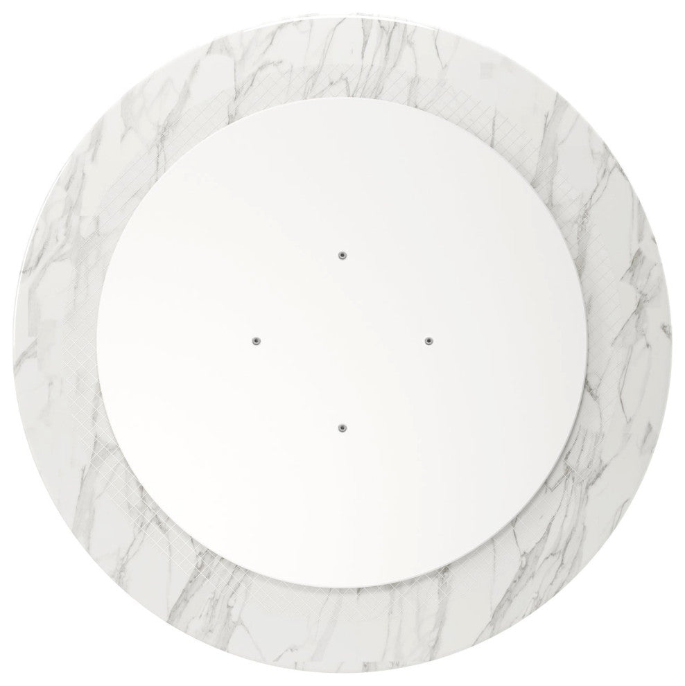 Rose 40" Round Marble Dining Table, Black Base