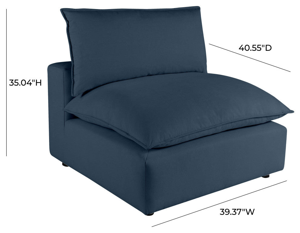 Cali Modular Armless Chair, Navy