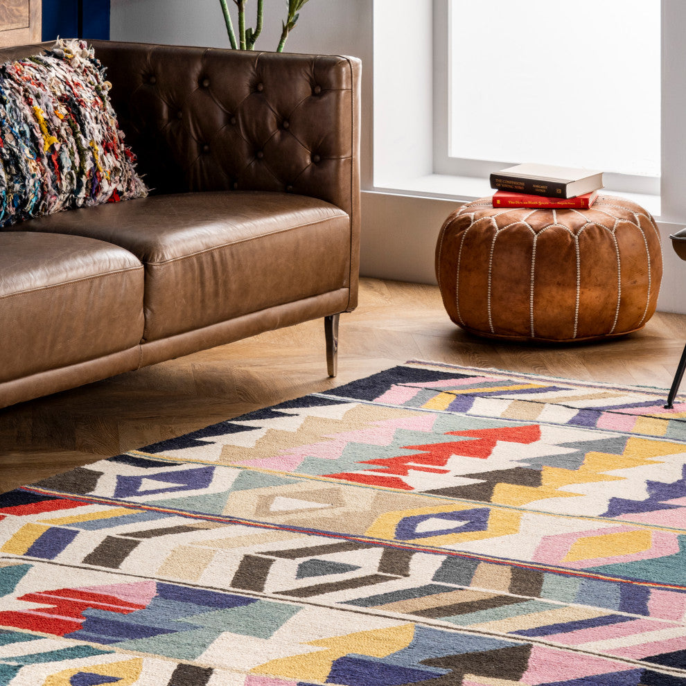 Nuloom Hand-Tufted Tikal Geometric Rug, Multicolor 6'x9'