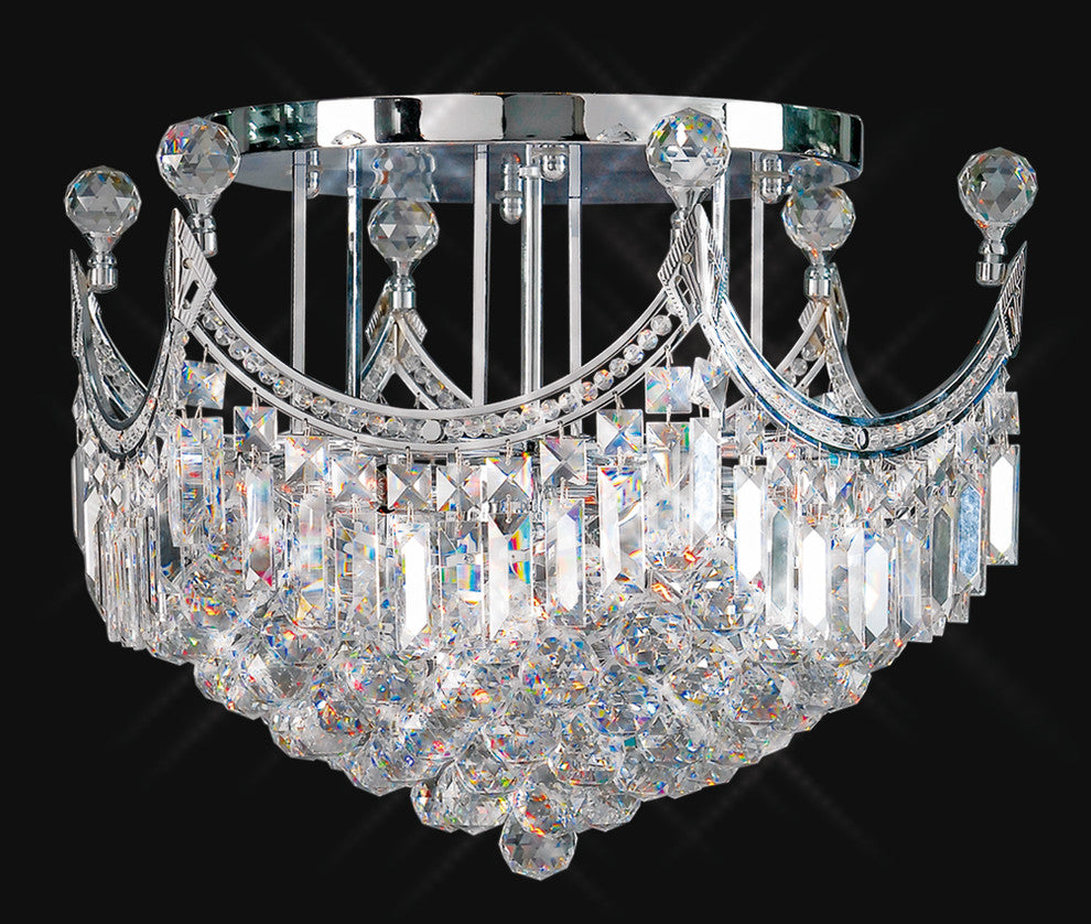 Artistry Lighting Corona Collection Flush Mount Crystal Chandelier 20x13, Chrome