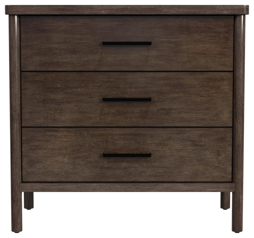 Lennon 3 Drawer Rounded Leg Dresser, Soft Brown