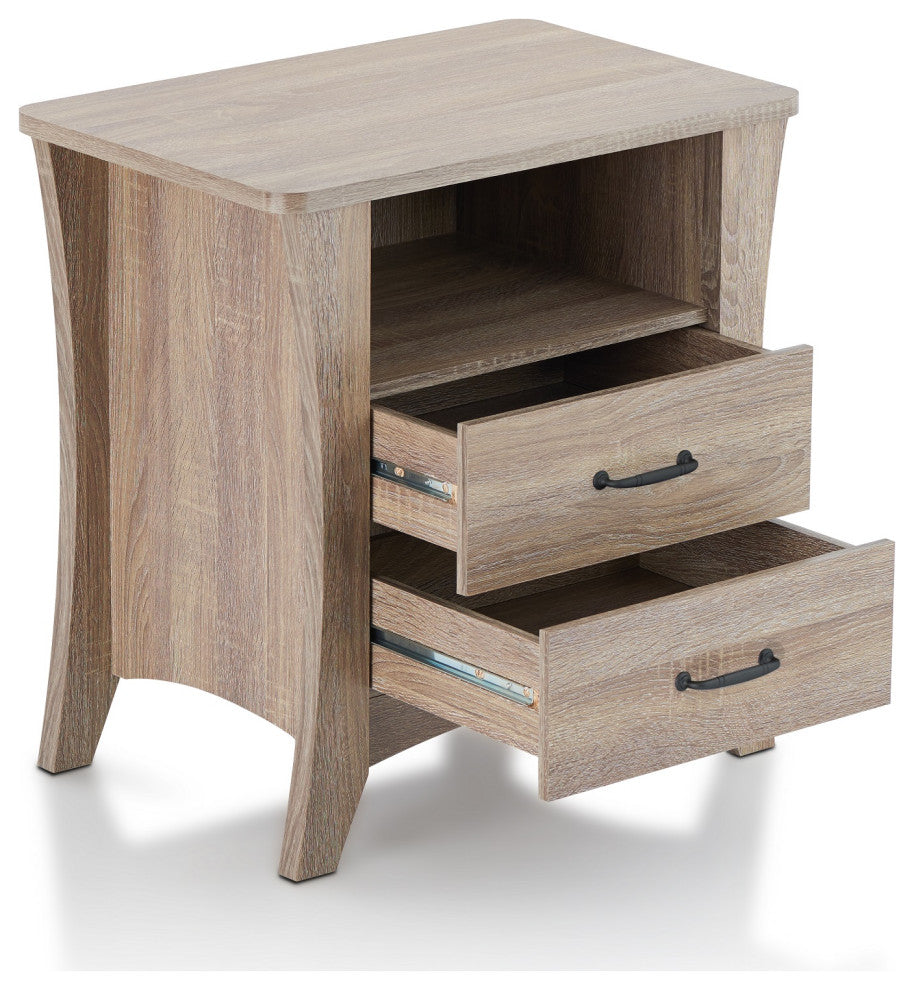 Updated Rustic Natural Wood Finish Nightstand