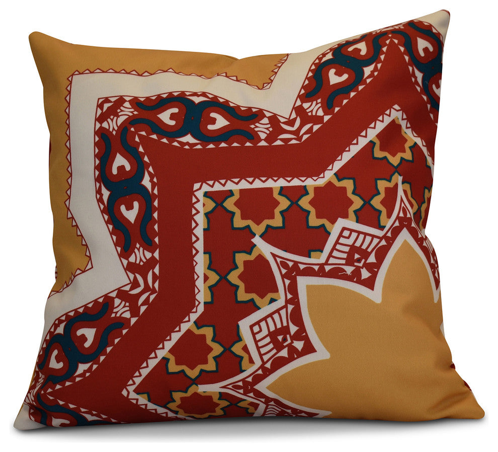 Rising Star Geometric Print Pillow, Gold, 18"x18"