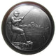 Catch of The Day Walnut Wood Knob, Antique-Style Pewter
