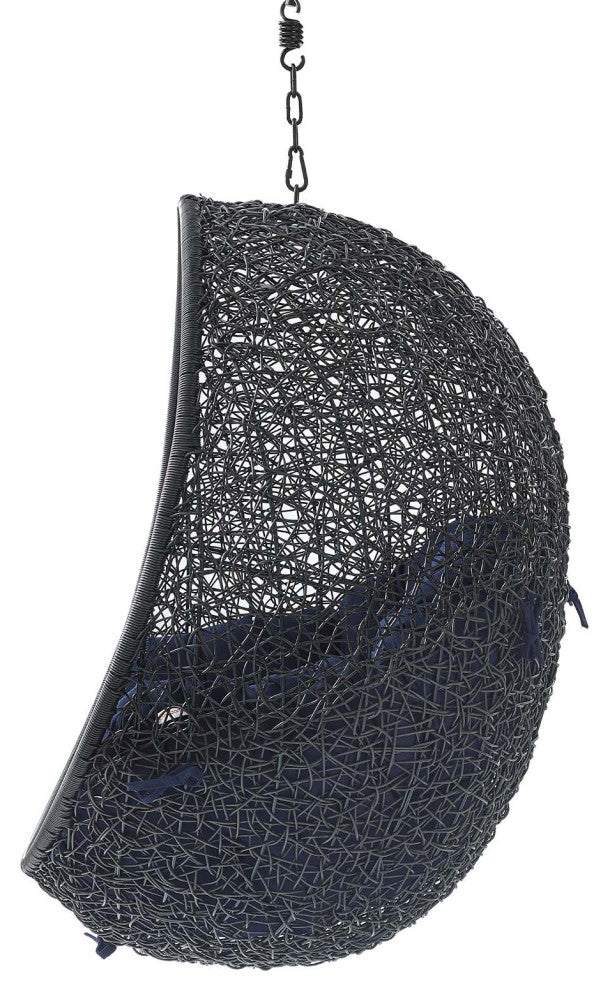 Swing Lounge Chair, Black Navy Blue, Outdoor Patio Balcony Cafe Bistro Garden