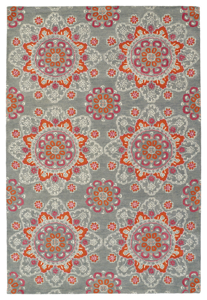 Kaleen Hand-Tufted Global Inspiration Gray Wool Rug, Gray, 3''6"x5''6"