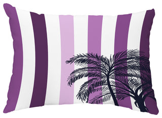 Thin Stripe Palm 14"x20" Decorative Stripe Outdoor Pillow, Purple