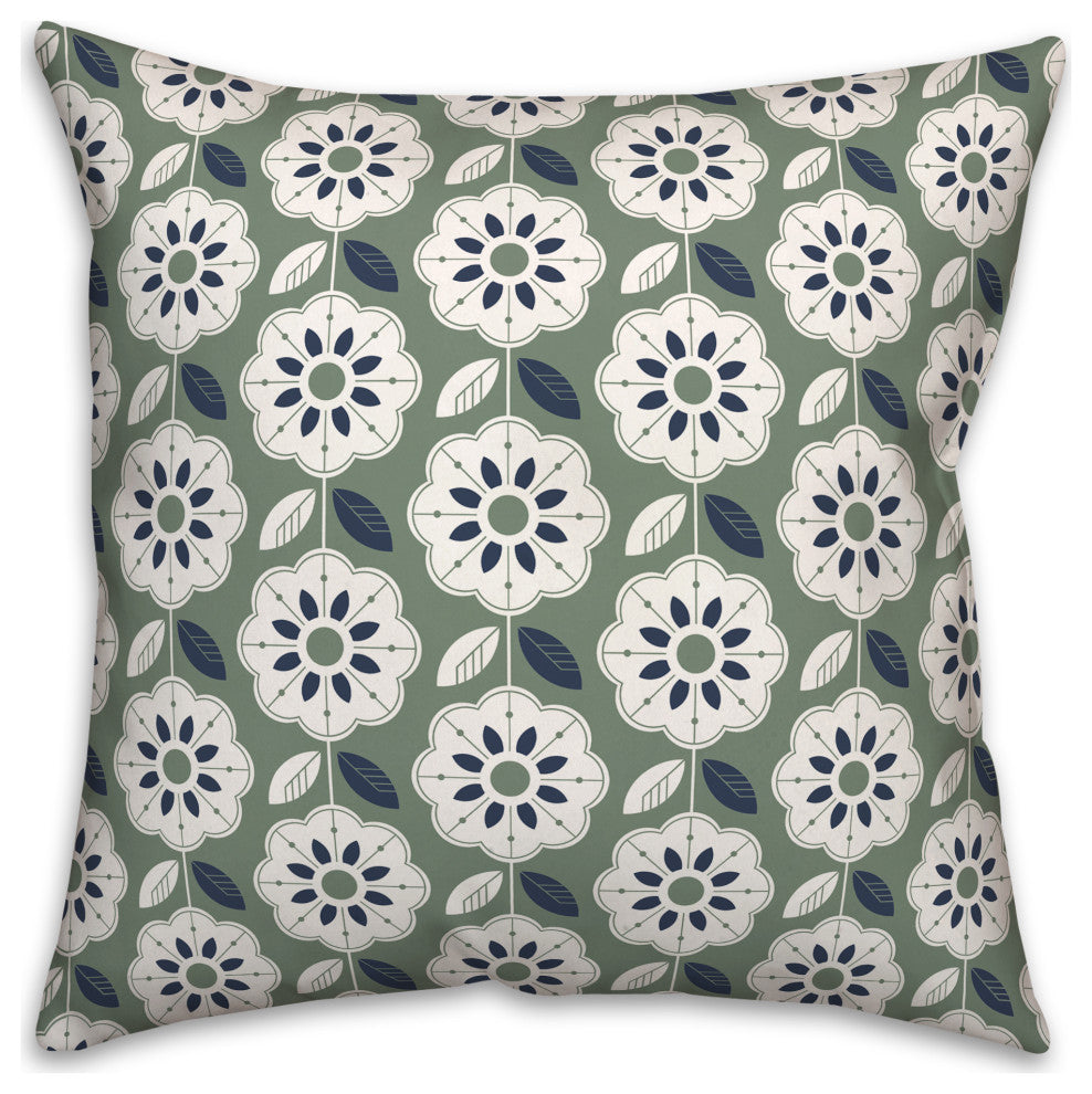 Green Navy Mod Pattern 18x18 Indoor/Outdoor Pillow