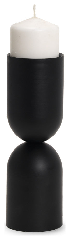 Qamra Medium Black Metal Pillar Candle Holder