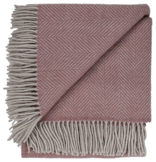 Highland Tweed Herringbone Pure New Wool Throw, Beach Coral