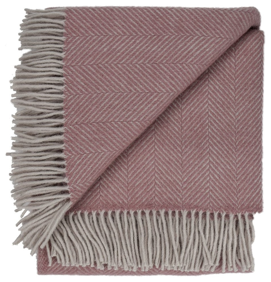 Highland Tweed Herringbone Pure New Wool Throw, Beach Coral