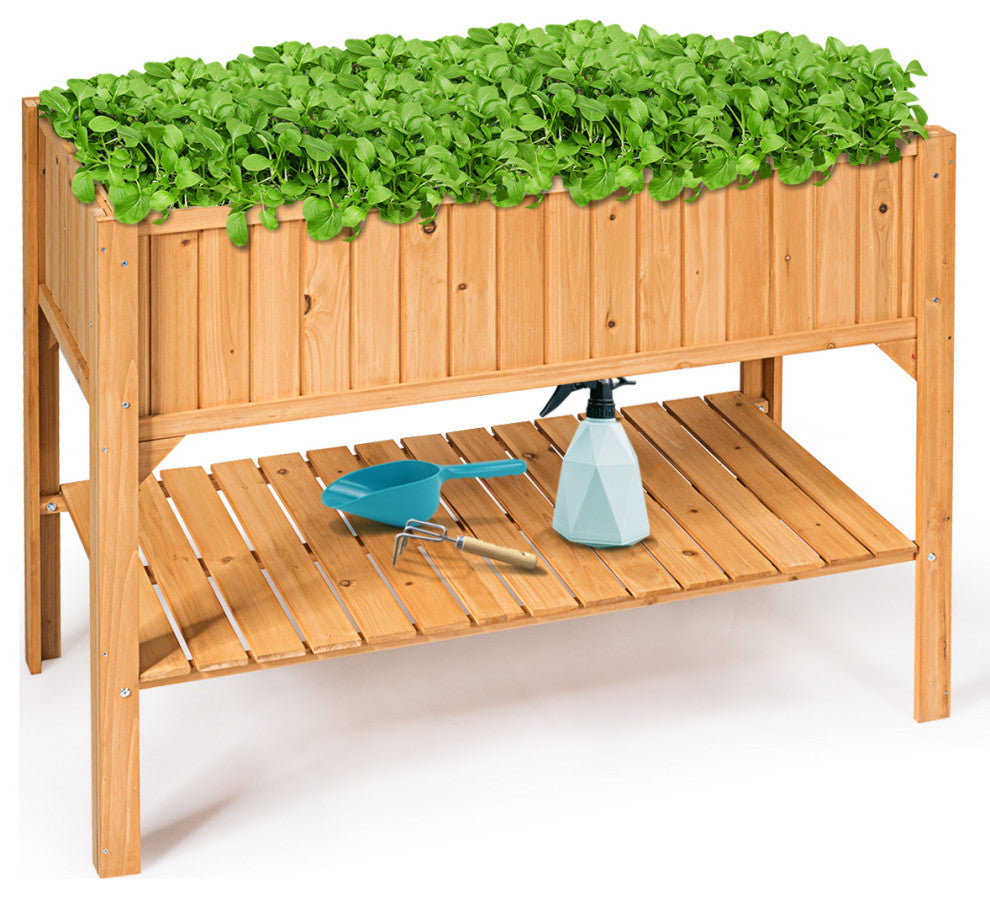 Raised Garden Bed Elevated Planter Box Shelf Standing Garden Herb Garden Wood