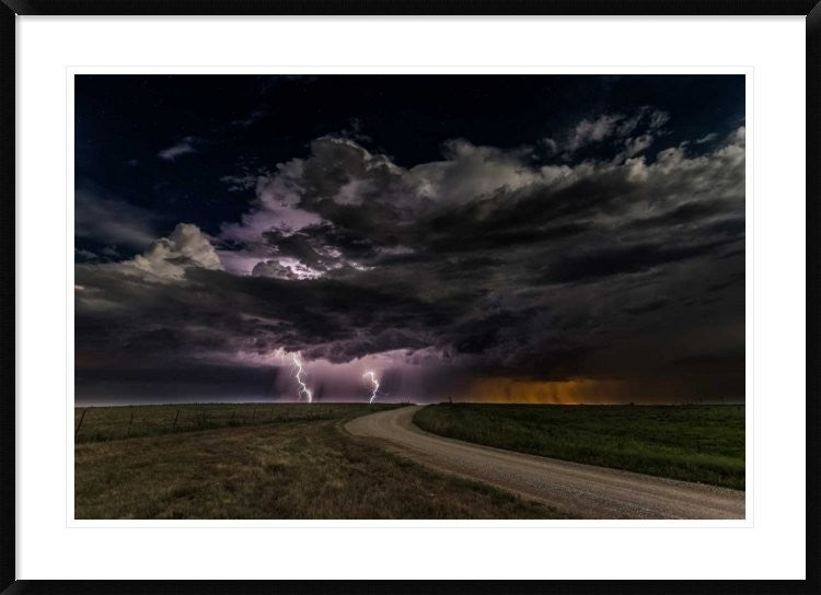 "Prairie Lightning" Framed Digital Print by Christian Skilbeck, 44x32"