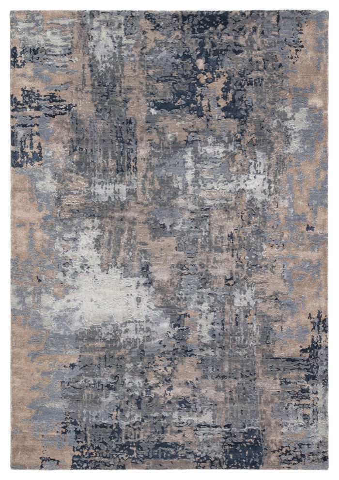 Kavi by Jaipur Living Neev Knotted Abstract Gray/Navy Area Rug, 9'x12'