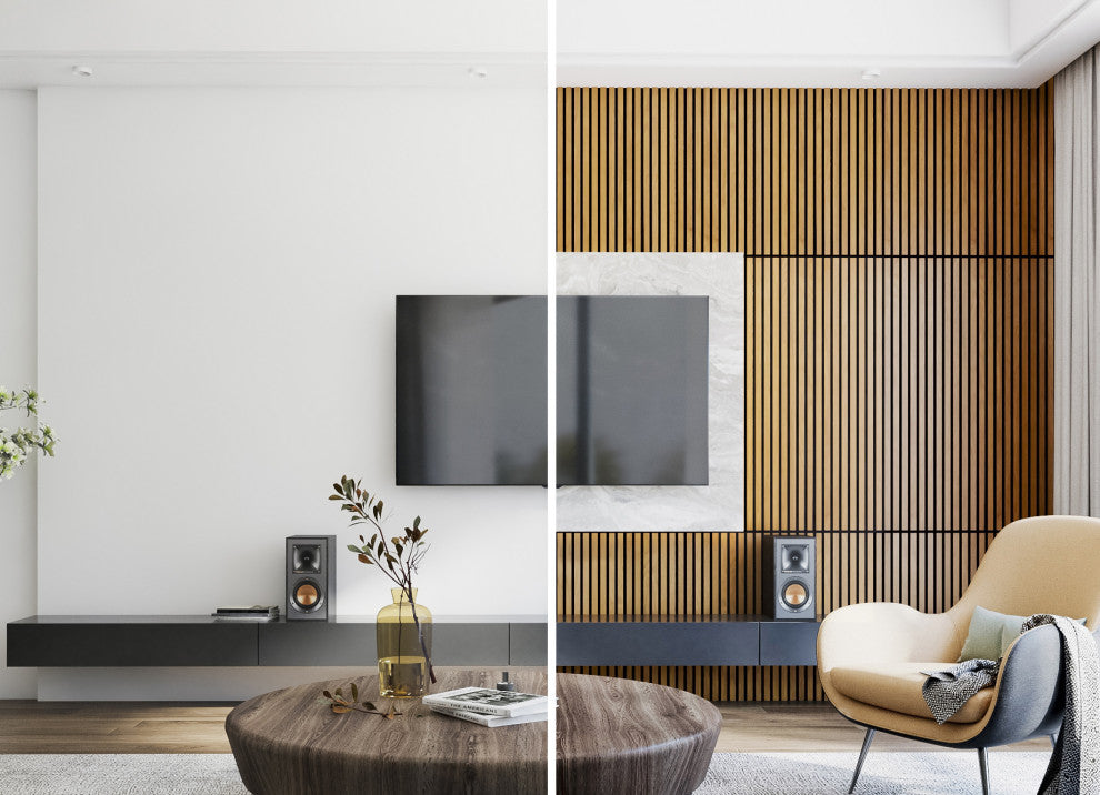 Acoustic Wood Panels, Set of 2 Slat Wall Panels - Montevideo