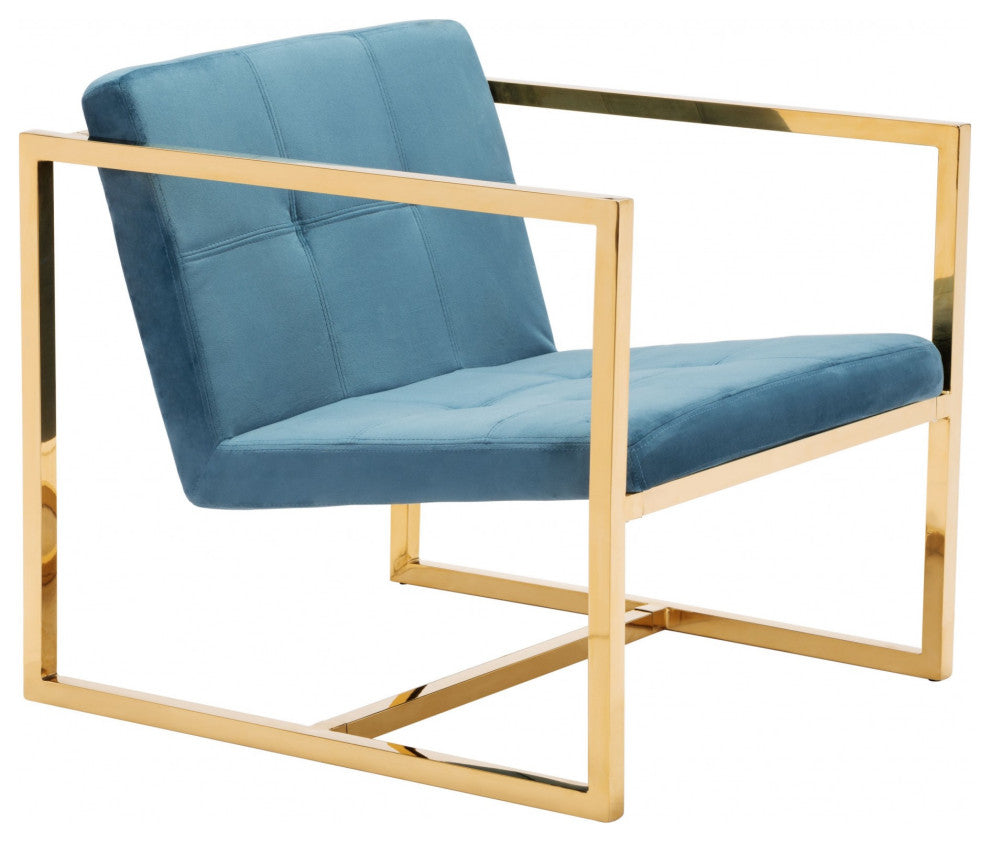 Gold Cubed Teal Microfiber Armchair