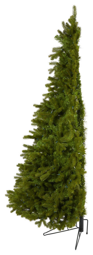 7' Cambridge Spruce Flat Back Faux Xmas Tree W/500 White, Multifunction Lights