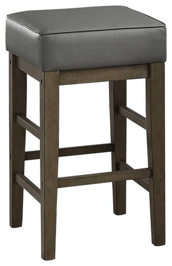Lexicon Pittsville 26" Faux Leather Counter Stool in Antique Gray (Set of 2)