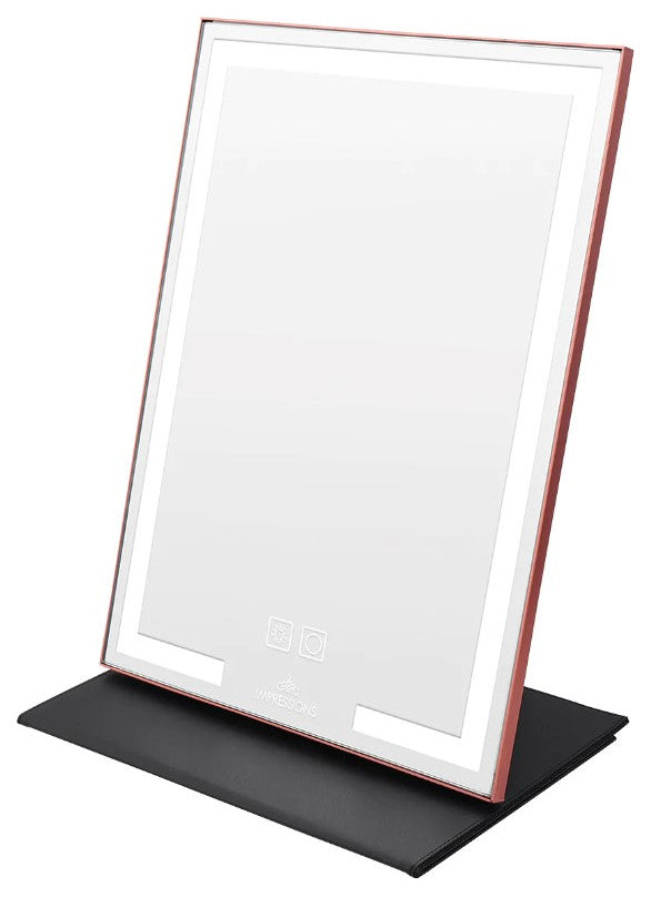 Lumiere Touch Pad Pro LED Makeup Mirror, Rose Gold, Led Striplight