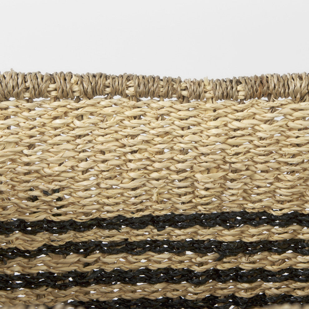 Set of Two Striped Wicker Storage Baskets