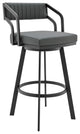 30" Timeless Slate Grey Faux Leather Silver Finish Swivel Counter Stool
