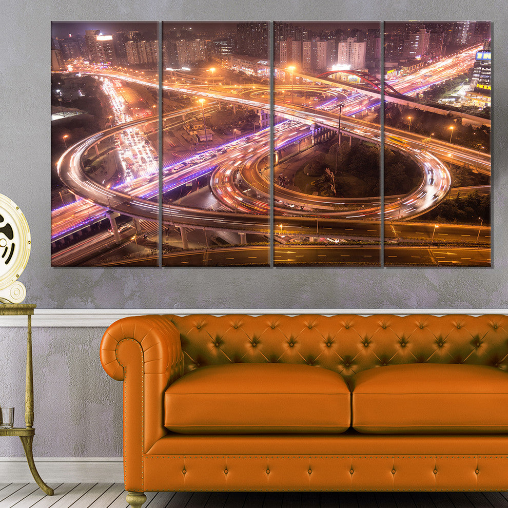 Beautiful Shanghai Traffic, Extra Large Canvas Print, 48"x28", 4 Panels