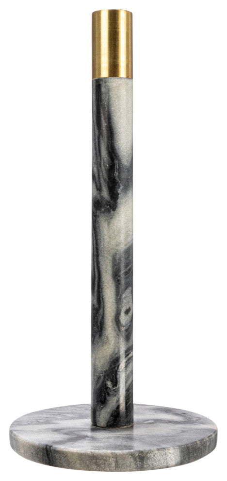 Marble Towel Holder With Brass Top, Grey