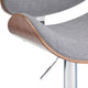 Marana Bentwood Adjustable Swivel Bar Stool, Gray Linen Look Fabric