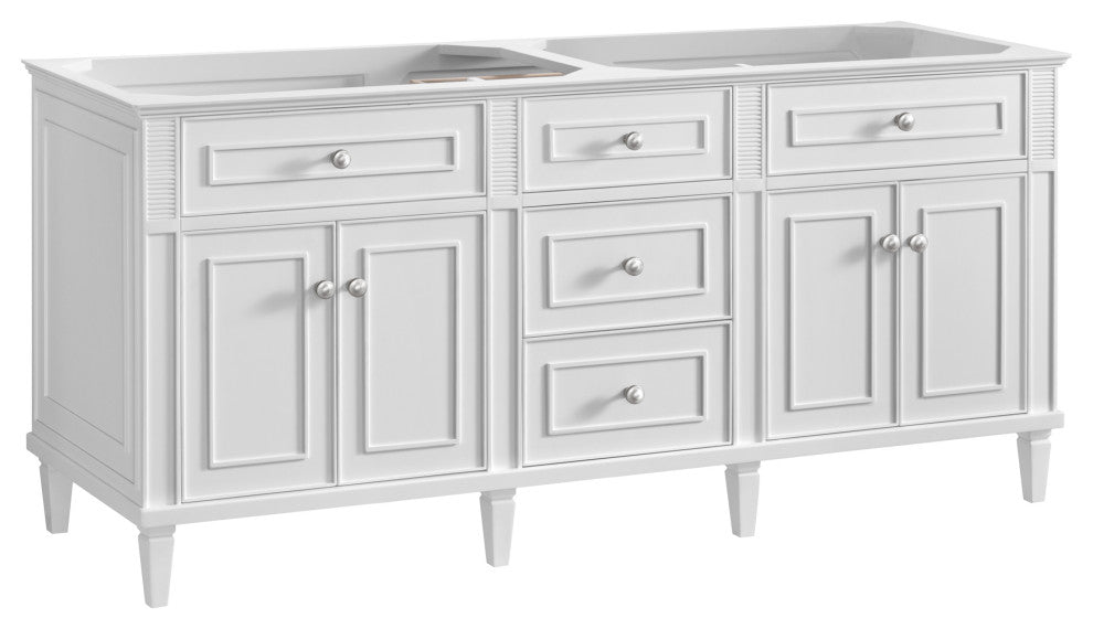 Lorelai 72" Double Vanity, Bright White, 3 CM White Zeus Top