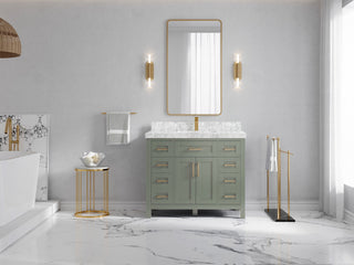 Cambridge 42" Single Sink Bath Vanity in Evergreen 2" Carrara Marble