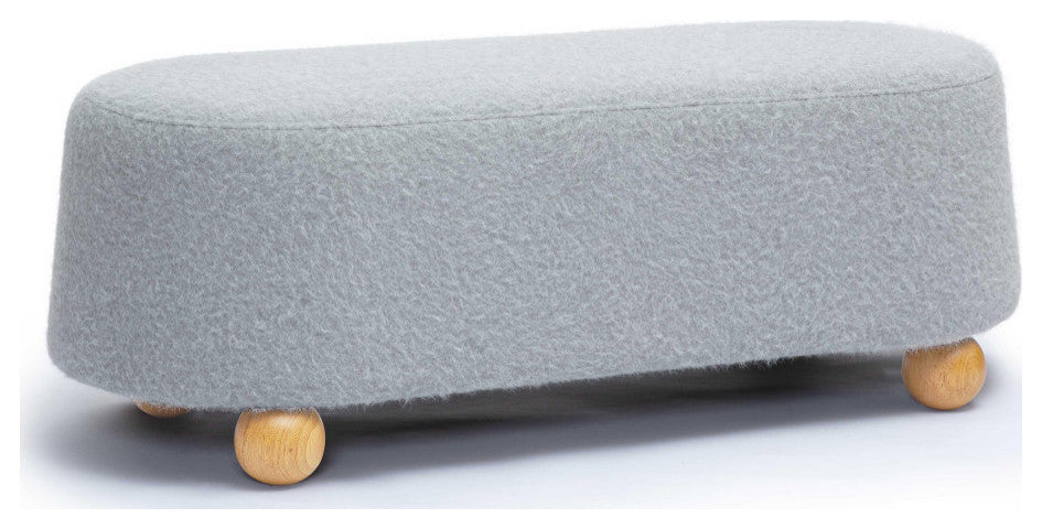 Jaine Large Ottoman, Gray Loose Mohair