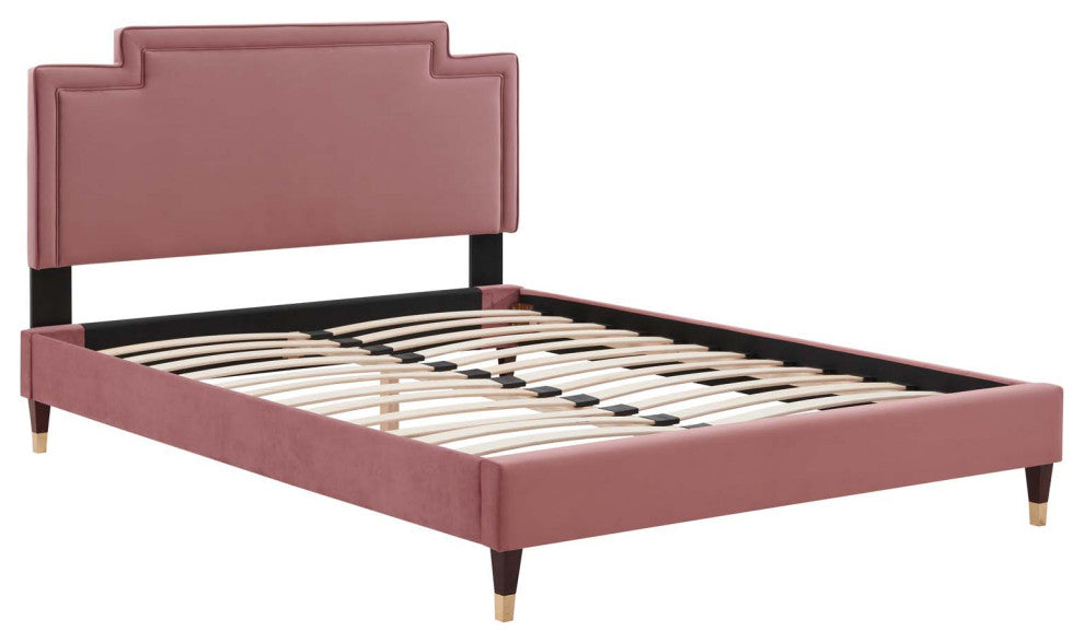 Liva Performance Velvet King Bed, Dusty Rose