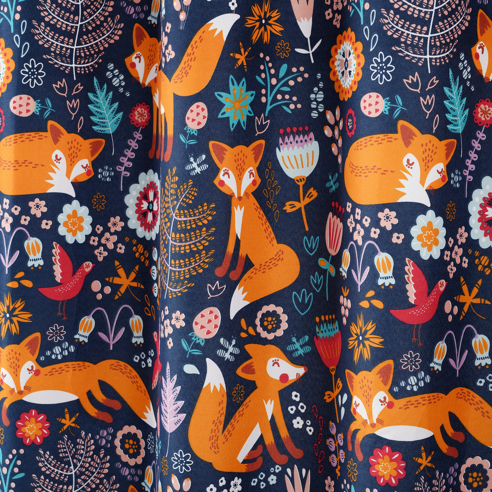 Pixie Fox Shower Curtain 72x72, Navy