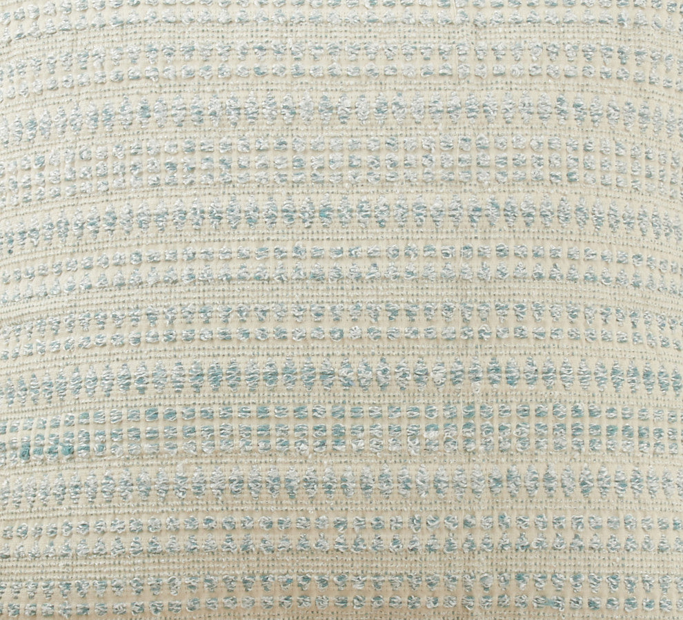 Woven Pillow With Line Design, Aqua, 22"x22", Cover Only