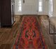 Fine Vintage Distressed Payam Burgundy/Navy Runner, 4'0x10'0