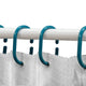 Shower Curtain Rings Plastic Hooks Solid or Clear Colors Set of 12, Solid Peacock Blue