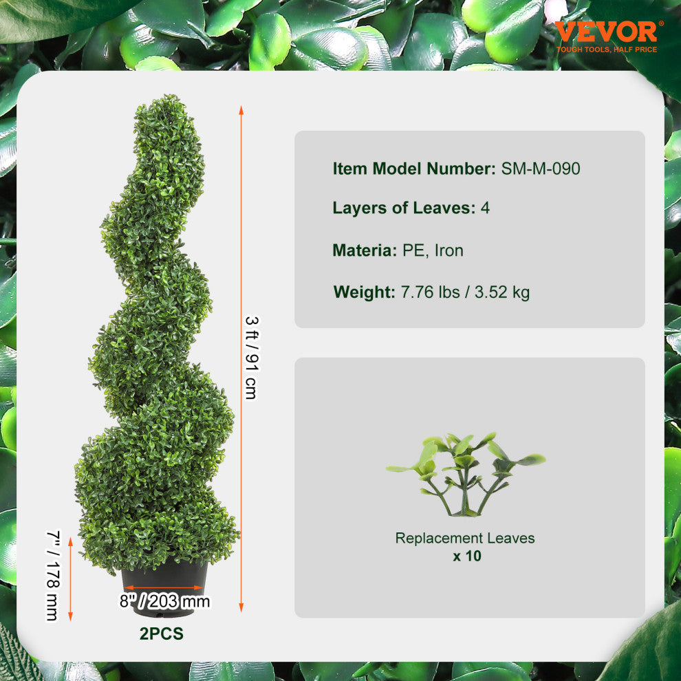 VEVOR 3' Artificial Topiary Tree Faux Plant w/ Replaceable Leaves Home Decor