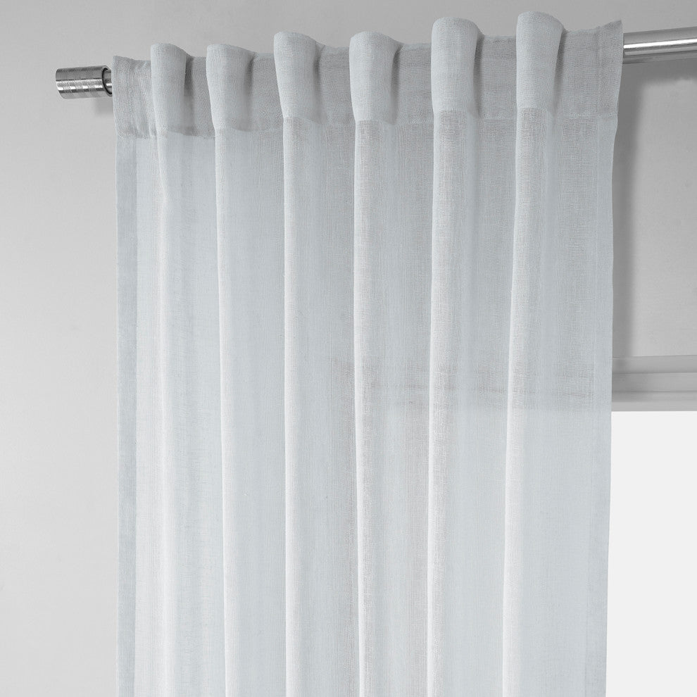 Solid FauxLinen Sheer Curtain, Single Panel, Aspen White, 50"x108"