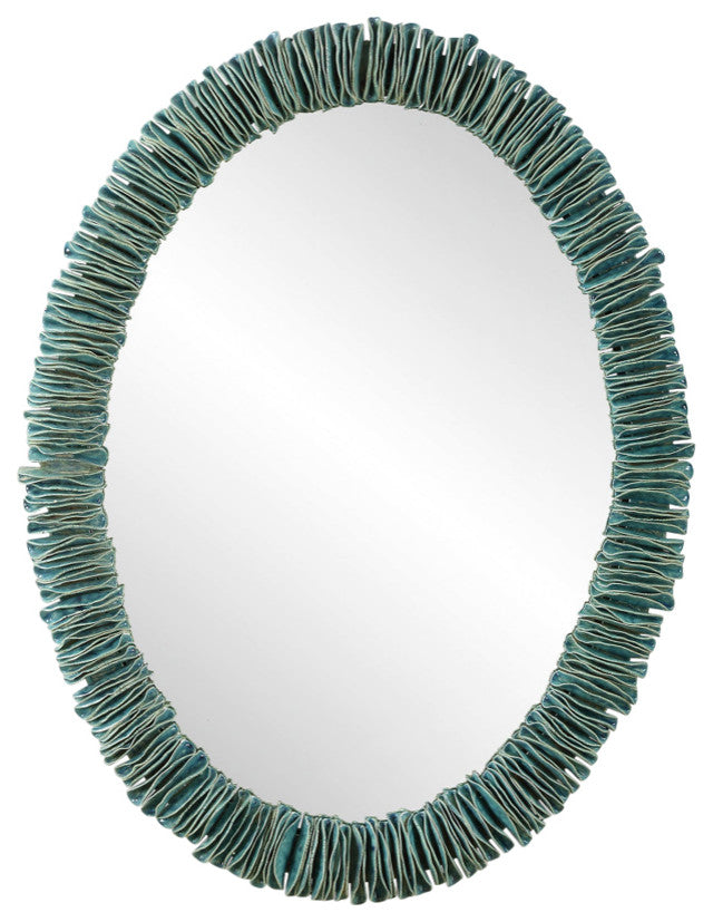 Uttermost Bonaire Teal Blue Oval Mirror