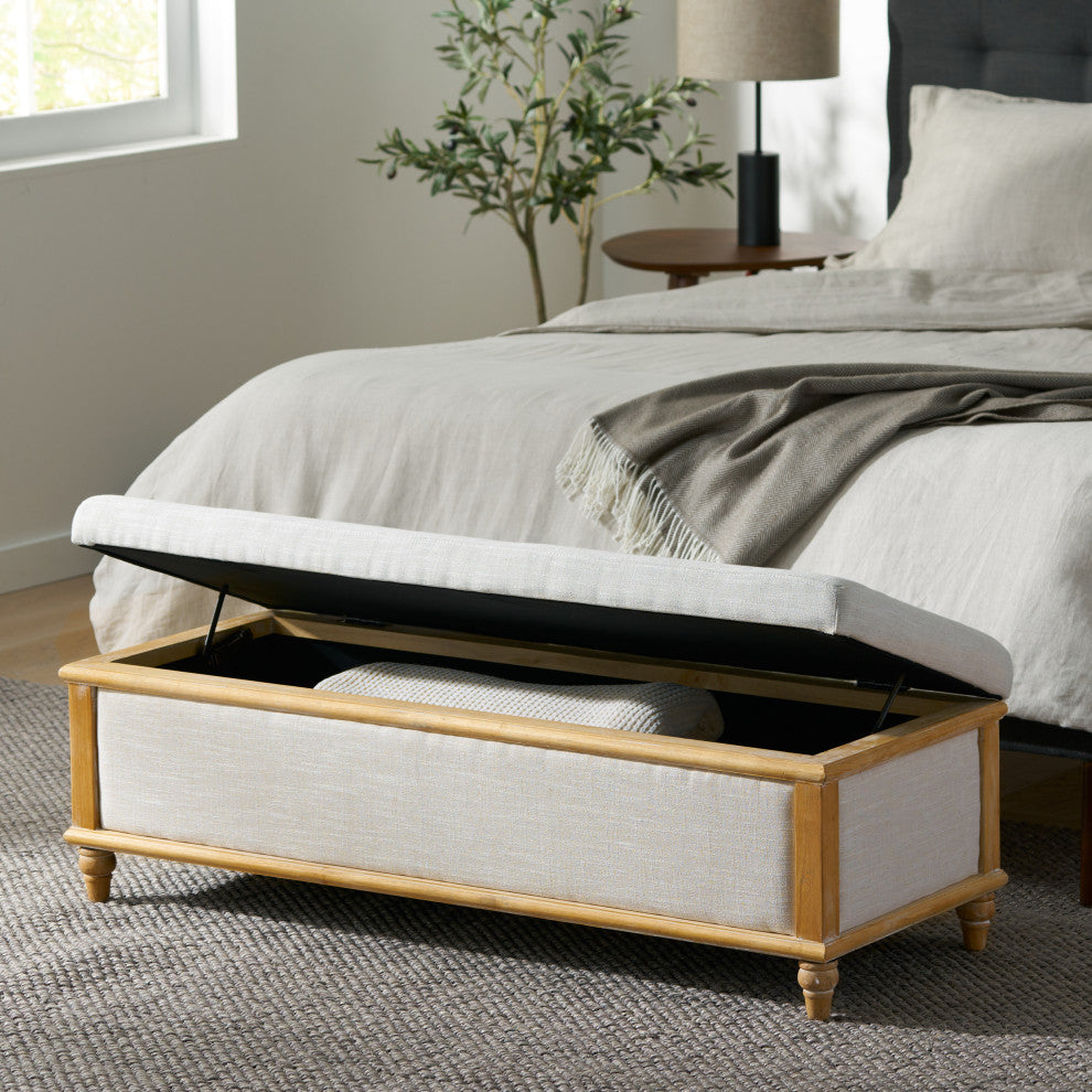 GDF Studio Lombardi Fabric Storage Ottoman