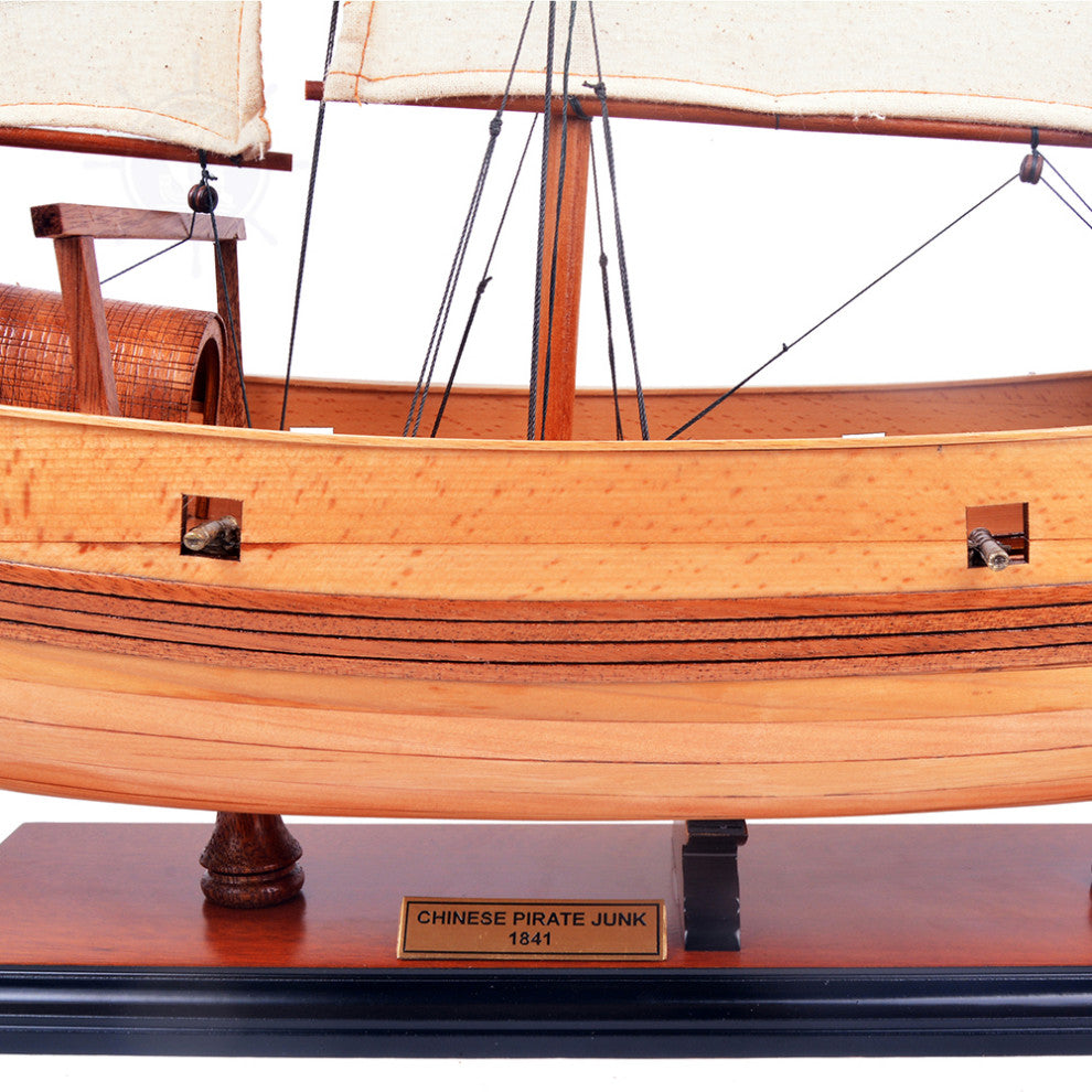 Chinese Junk Natural Finish Wooden Handcrafted boat model