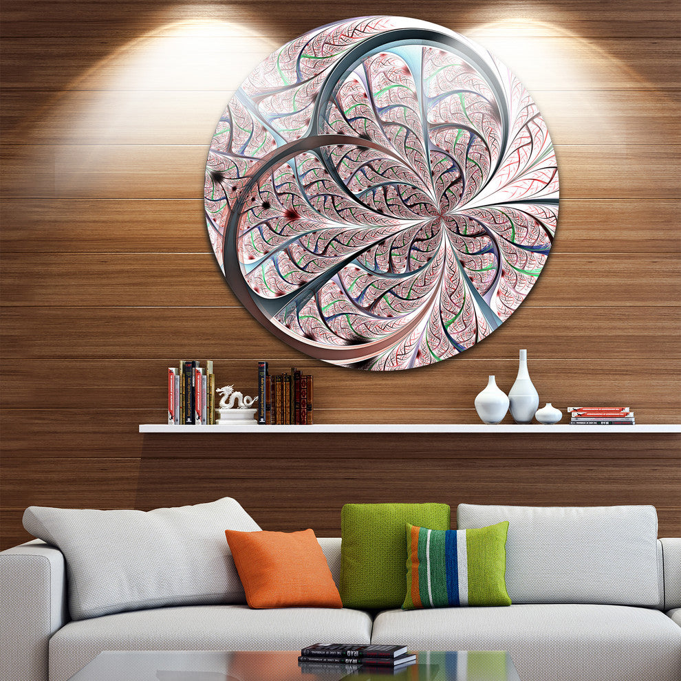 Light Blue Purple Digital Fractal Flower, Floral Disc Artwork, 11"