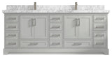 Fenway 84 Double Sink Bath Vanity in Coventry Gray 2" Carrara Marble