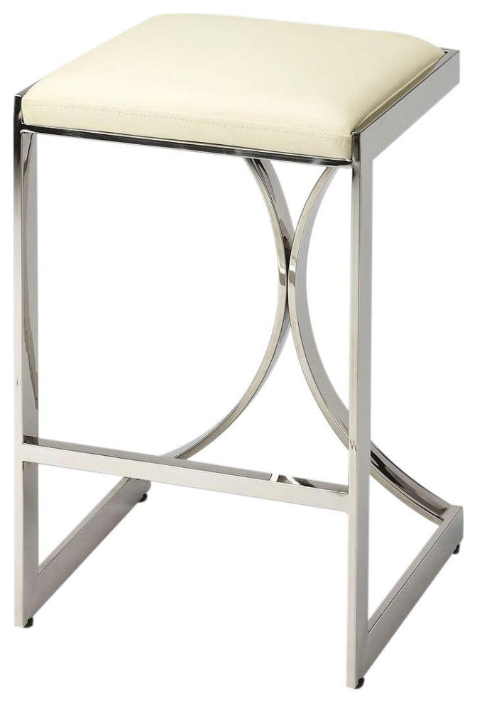 Contemporary Silver Backless Counter Stool